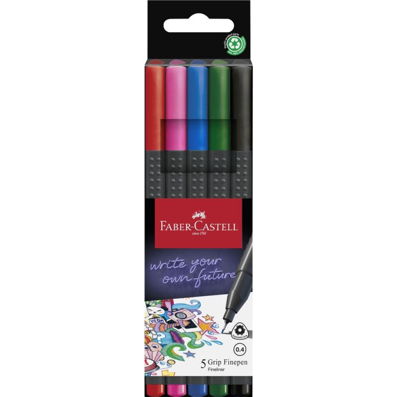 Faber-Castell Finepen Grip 0.4 5er Etui basic